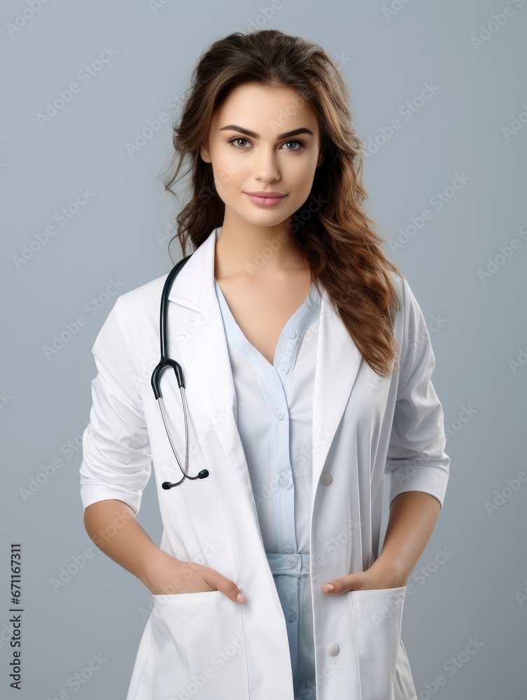 Portrait of positive young beautiful woman doctor Portrait of positive young beautiful woman doctor
