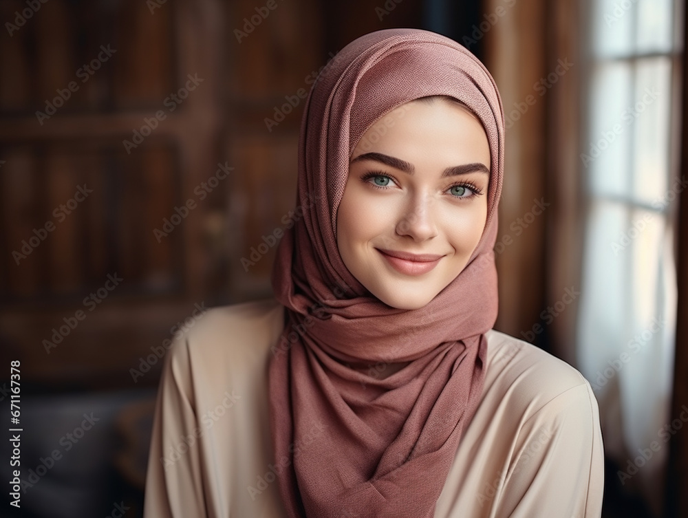 Portrait of beautiful young woman in hijab Portrait of beautiful young woman in hijab