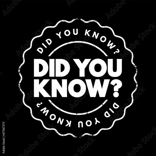 Did You Know Question text stamp, concept background