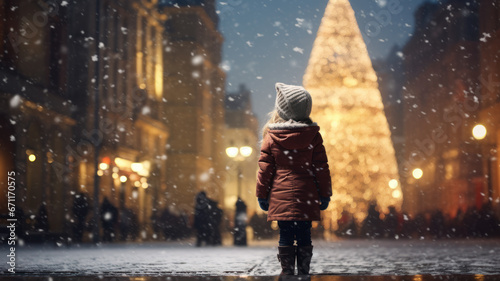 Child and Snowy Tree, Urban Christmas Magic