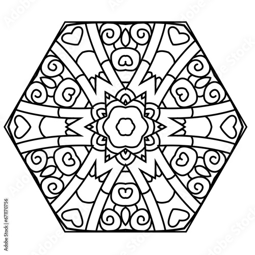 Abstract circular pattern with many details and geometry elements in form of mandala. Vector illustration for coloring book, henna, mehndi, decoration, fabric, wall interior, cloth