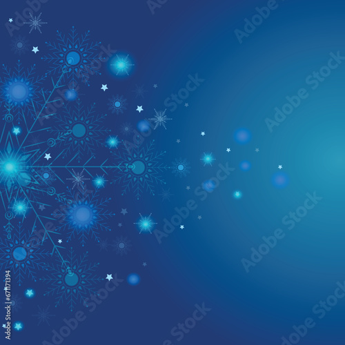 blue winter background with snowflakes 