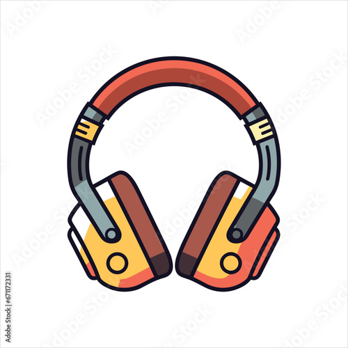 Illustration of headphones music technology icon