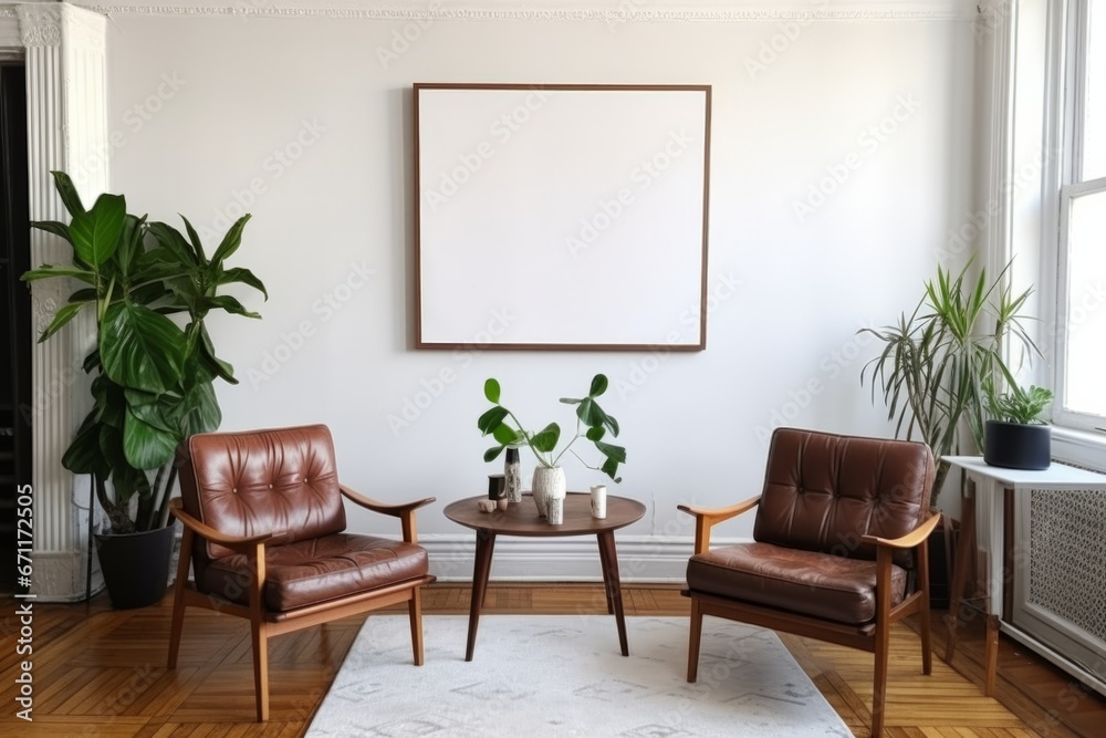 Modern living room interior composition with mockup poster frame Modern living room interior composition with mockup poster frame