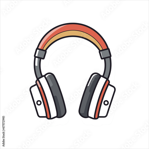 Illustration of headphones music technology icon