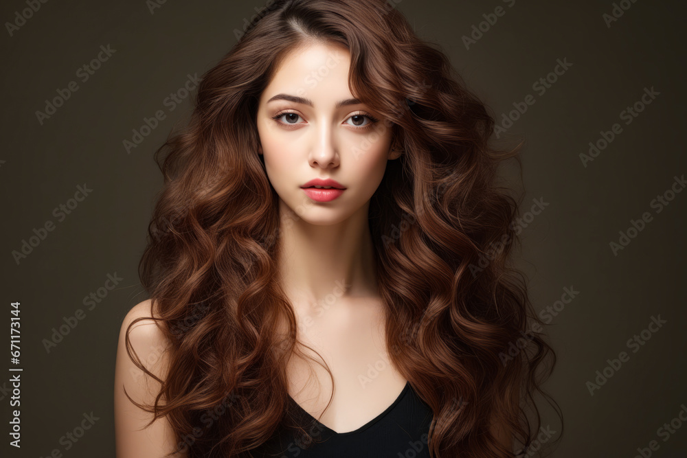 Woman with long brown hair and black top is posing for picture.