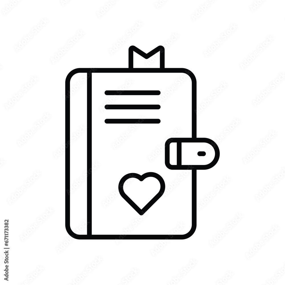 Diary icon isolate white background vector stock illustration.