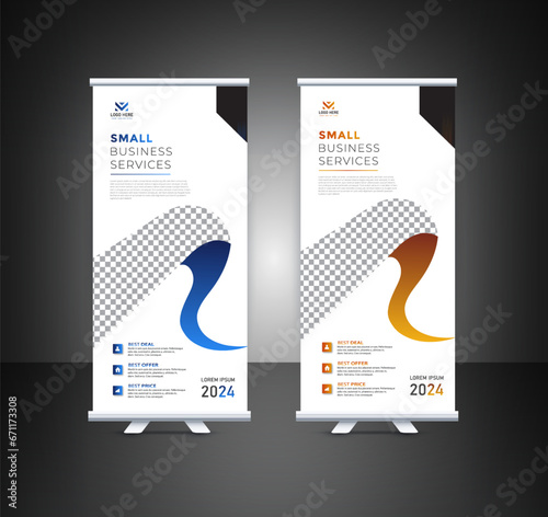 Modern business roll up with papercut shapes