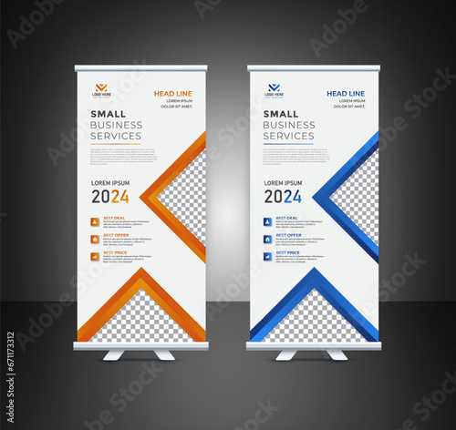 Corporate polygonal roll up banner