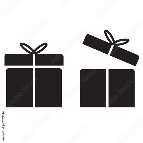 Icono de una caja abierta y una cerrado sobre un fondo blanco aislado. Vista de frente. Vector