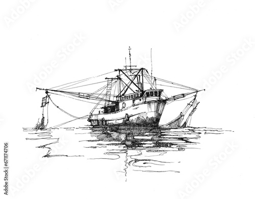 Fotografija Old fishing boat in the sea