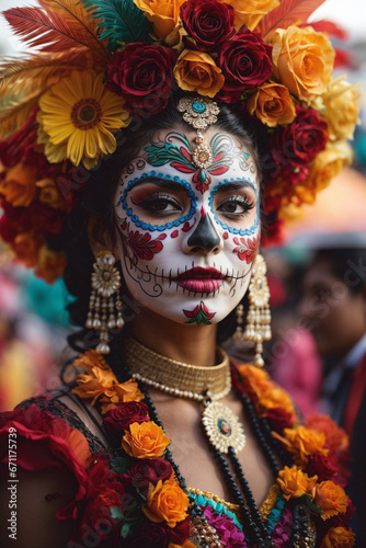 Day of the dead portrait masked woman