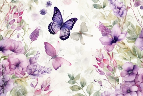 seamless pattern of colored butterflies, A collection of watercolour butterflies Background