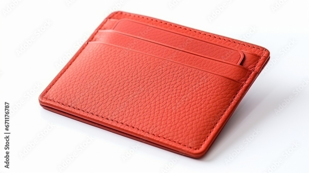 Genuine leather pouch for money and credit cards. Isolated white background. A fashionable piece of work attire Genuine leather pouch for money and credit cards. Isolated white background. A fashionable piece of work attire