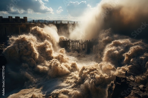 Harrowing scenes of large river floods and devastating floods. © YouraPechkin