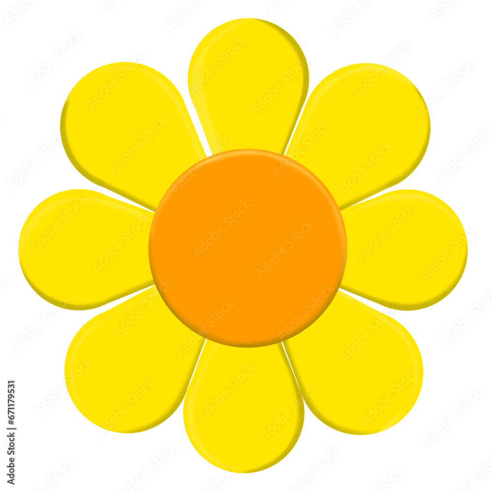 yellow flower cartoon icon illustration