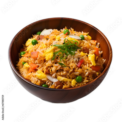 Egg fried rice isolated on transparent or white background, png