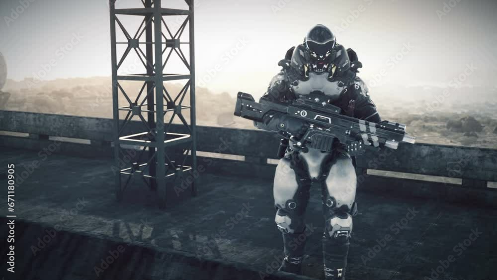 Two alien warriors, standing sentinel at their advanced alien fortress ...
