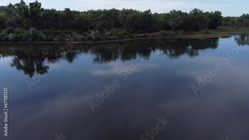 Aerial Footage of Pond in Montana, Summertime