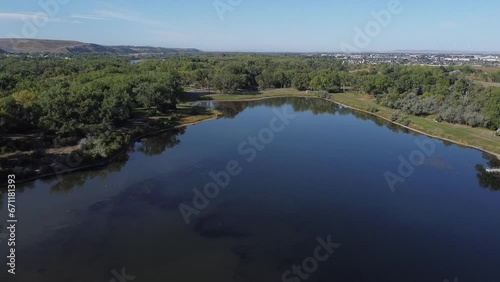 Aerial Footage of Pond in Montana, Summertime