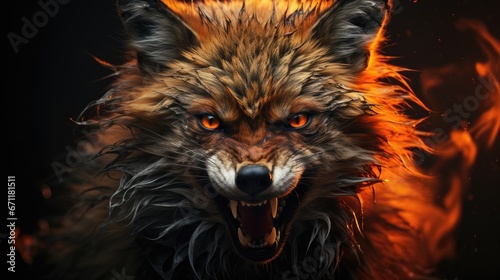 Angry Fox. A Fierce and Agitated Wild Canine in Nature