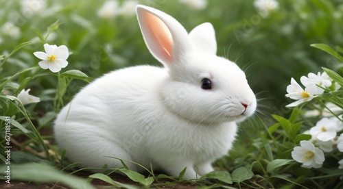 cute rabbit in the nature, close-up of a rabbit, rabbit in the forest, rabbit in the park, cute rabbit on a grass © Gegham