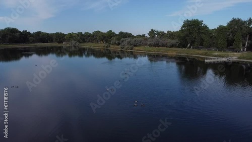 Aerial Footage of Pond in Montana, Summertime