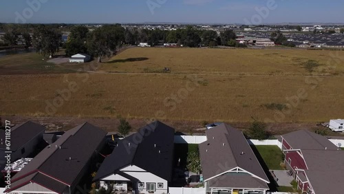 Aerial footage of suburb in Montana, summertime