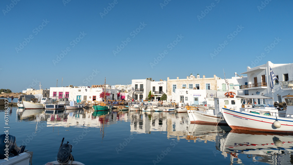 Panoramic view of the port of Naoussa, Paros