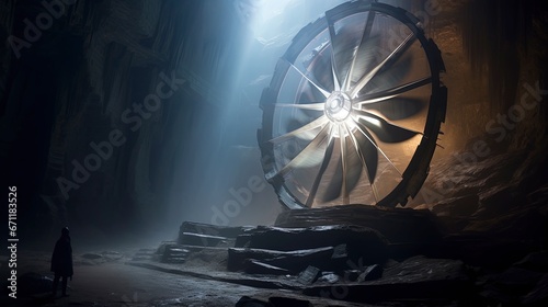 Underground cave, rays of l...