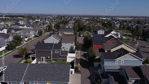 Aerial footage of suburb in Montana, summertime