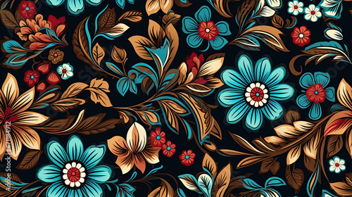 Mughal flower seamless traditional pattern on color background