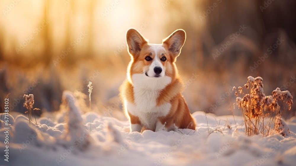 Corgi dog breed on a background of nature. Generation AI Corgi dog breed on a background of nature. Generation AI