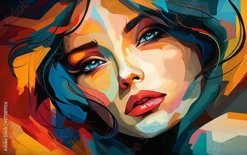 Abstract beautiful girl portrait ,oil painting