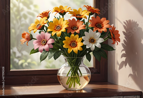 Wallpaper Mural Bouquets of flowers in a vase in a decorative space with a pastel background Torontodigital.ca