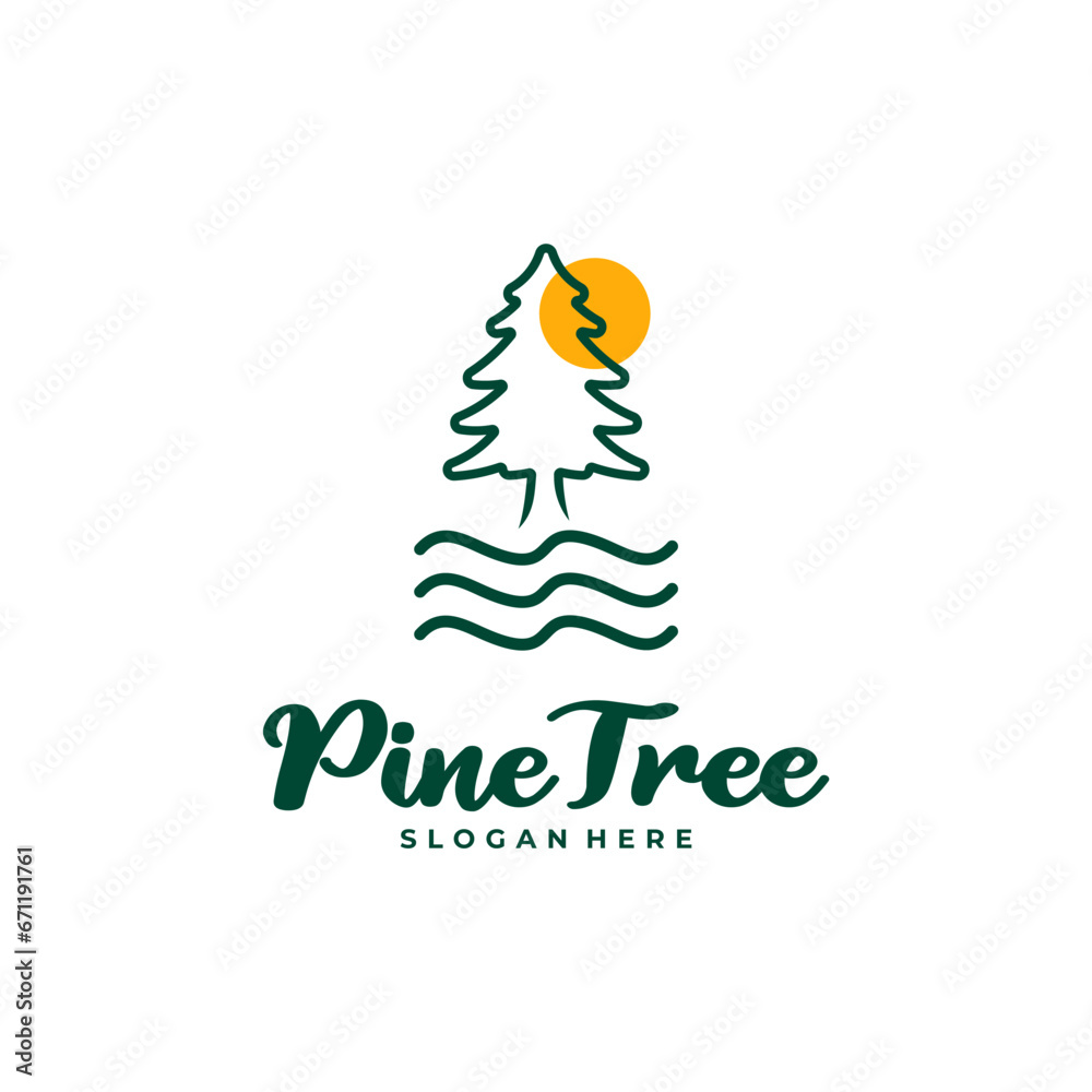Pine Tree logo design vector. Creative Pine Tree logo concepts template Pine Tree logo design vector. Creative Pine Tree logo concepts template