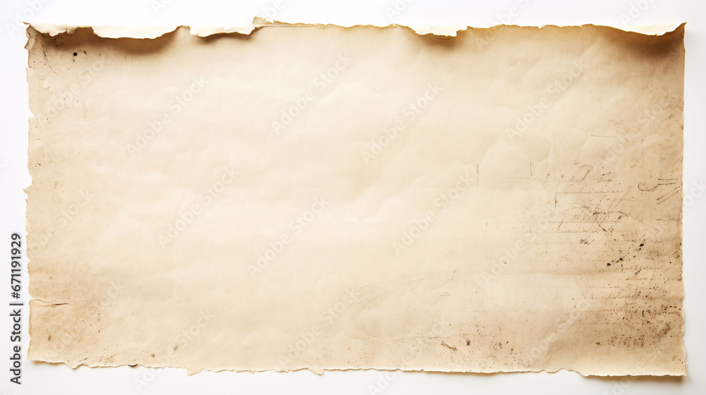 Old paper sheet isolated on white