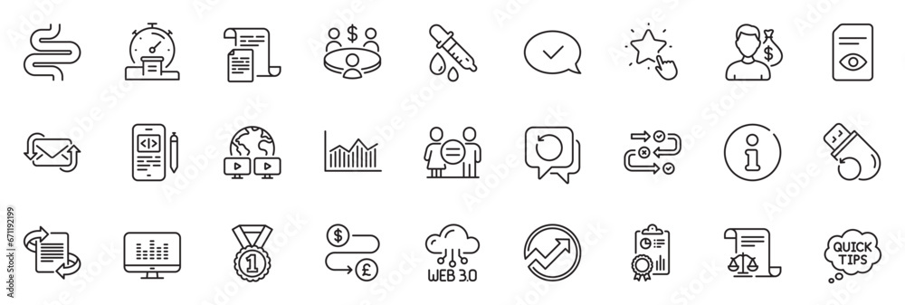 Icons pack as Audit, Salary and Money transfer line icons for app include Best rank, Survey progress, Timer outline thin icon web set. Web3, Phone code, Marketing pictogram. Equality. Vector