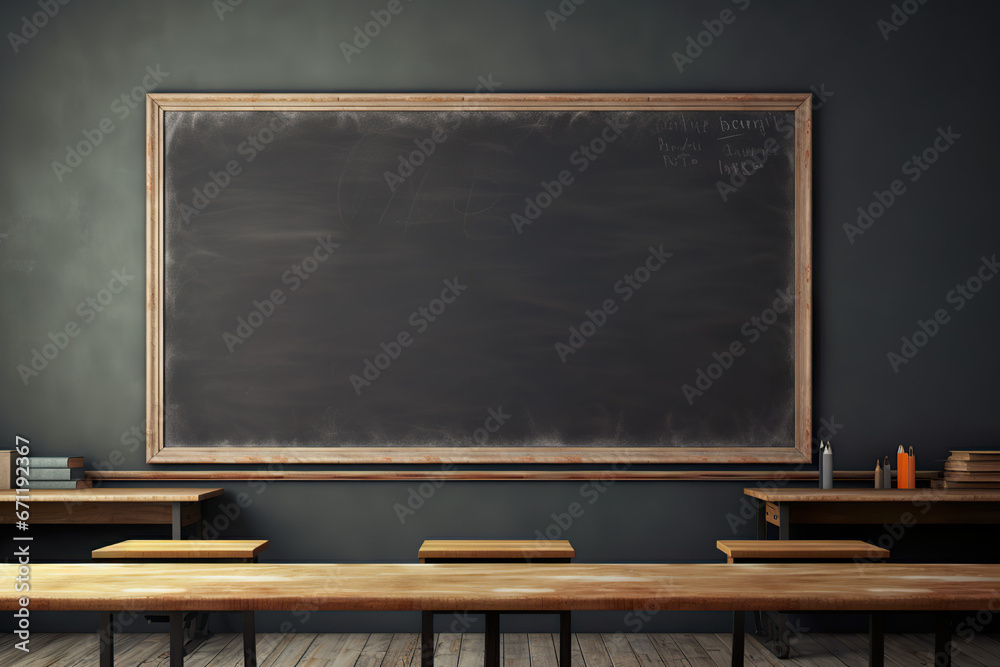 Large empty blank blackboard in an school classroom Large empty blank blackboard in an school classroom