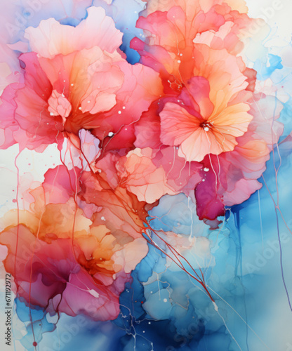 Pintura Acuarela / fondo flores