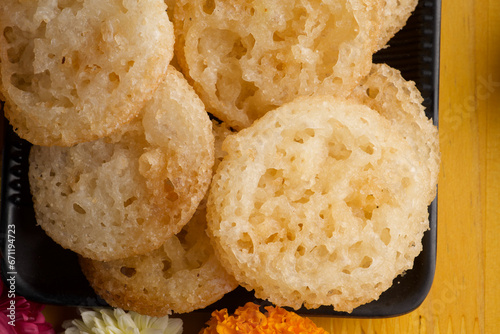 Anarsa which is an authentic sweet pastry-like snack especially made in the festive season like Diwali in Maharashtra and Bihar, selective focus photo