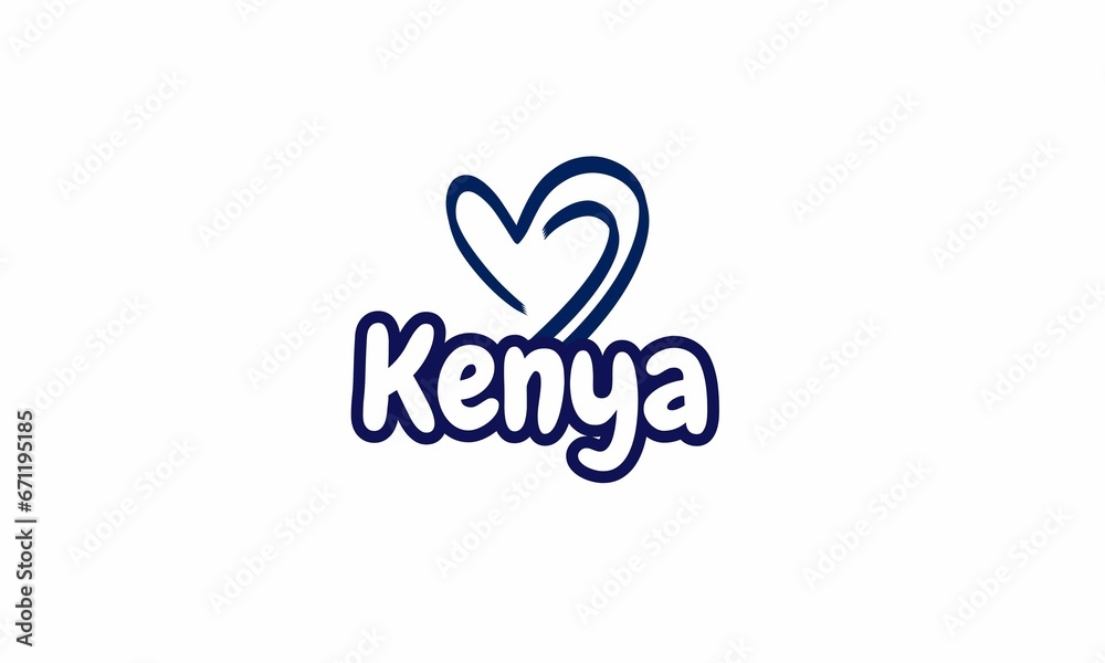 The heart-shaped Kenya country design symbolizes love and pride for this East African nation, often used as a representation of affection and patriotism.