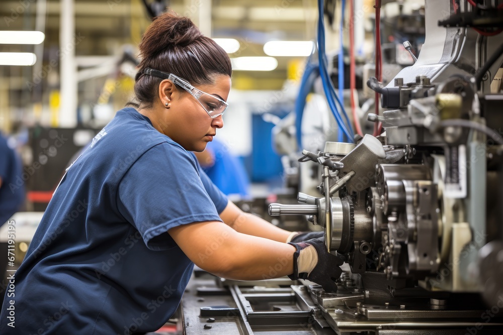 Skilled individuals operating various machines in a manufacturing or industrial Skilled individuals operating various machines in a manufacturing or industrial