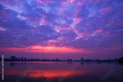 Sunset on West lake, Hanoi, Vietnam