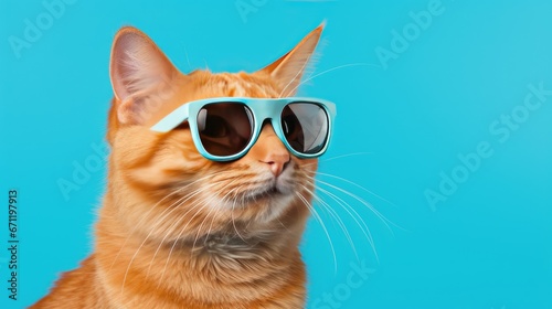 This hilarious ginger cat sports stylish sunglasses, adding a touch of humor to any project. Copyspace included. © pvl0707
