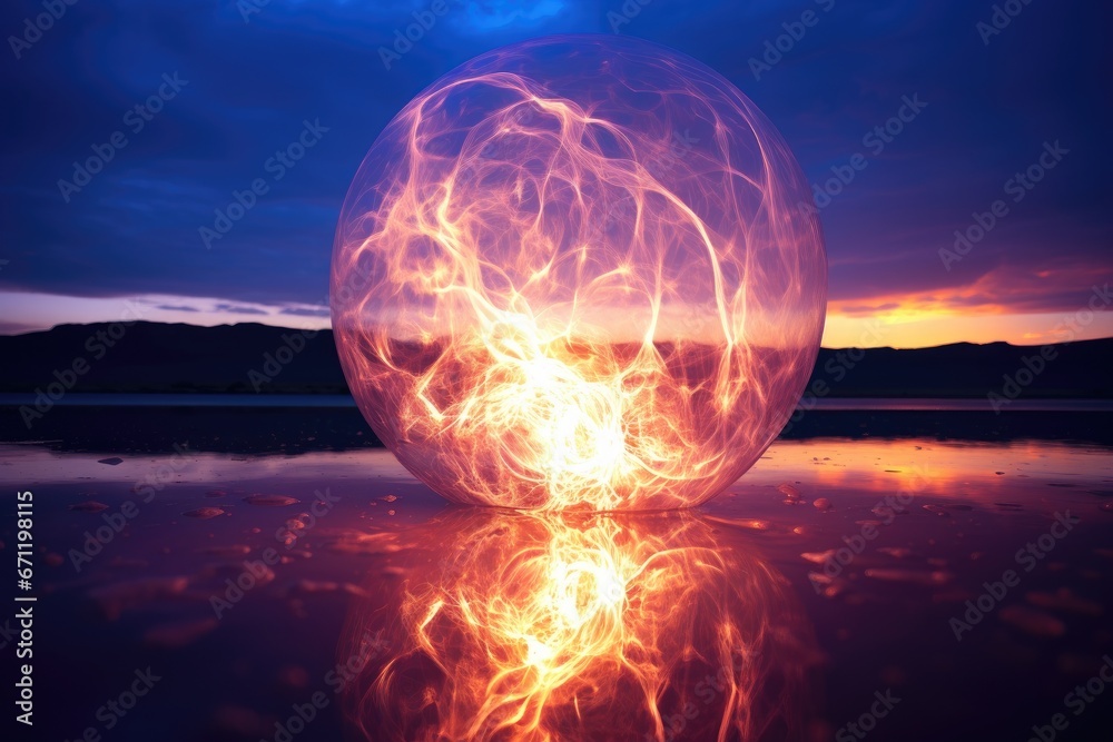 Fototapeta premium Mesmerizing phenomenon of a ball lightning.