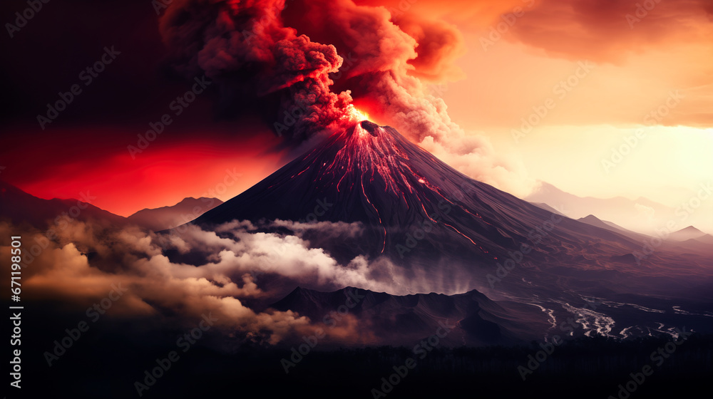 Volcanic eruption. Nature background