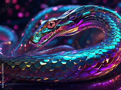 una deslumbrante serpiente cuántica se desliza elegantemente  photo