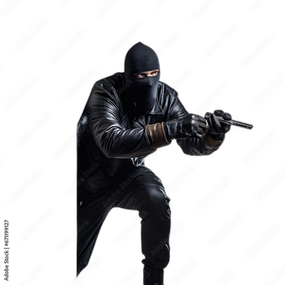 burglar breaking into a house isolated on transparent or white background, png - obrazy, fototapety, plakaty 