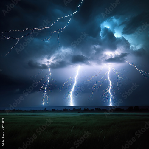 dangerous storm, thunder lightning as background